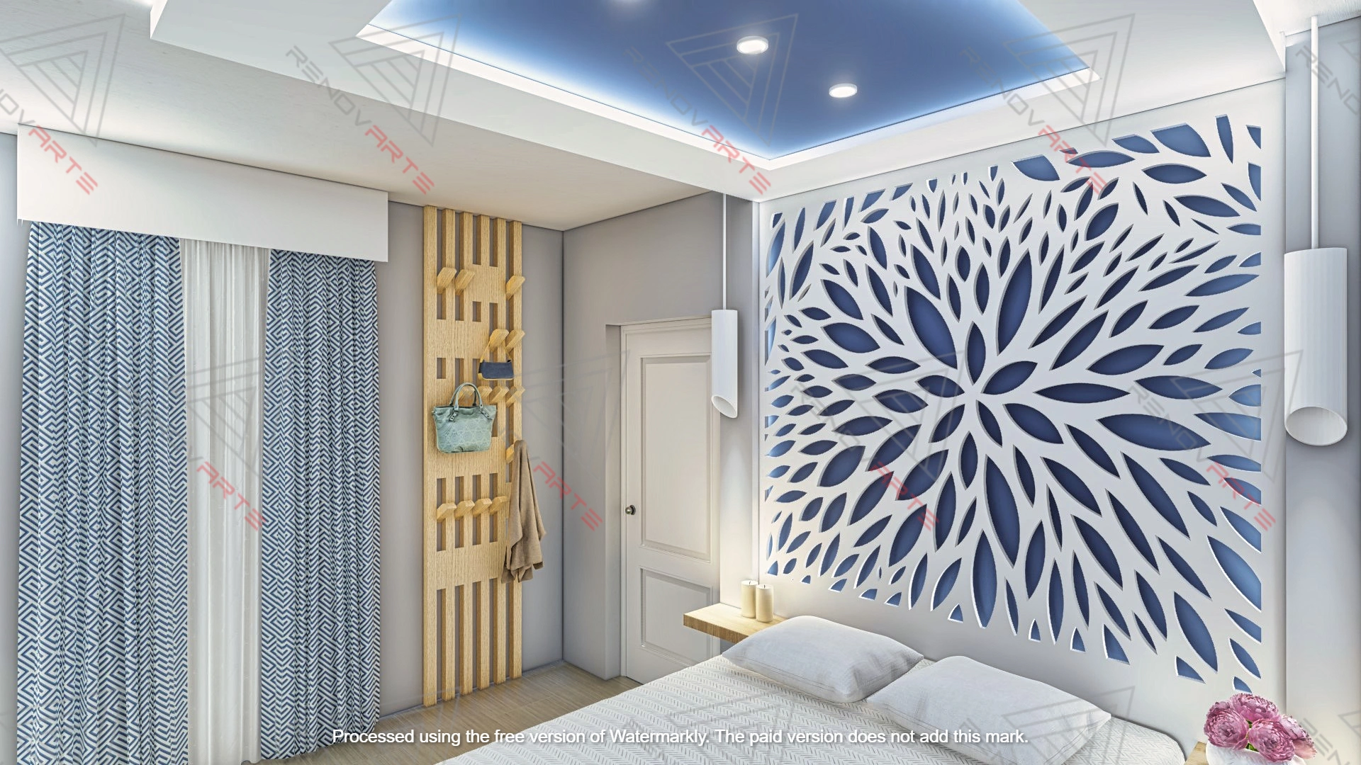 Dormitorio con paredes claras