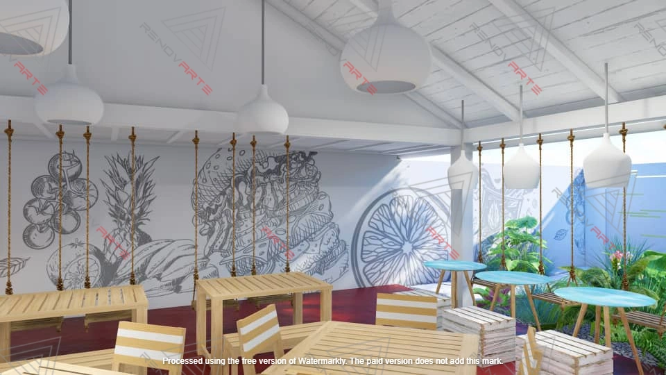 Interior de ranchón renderizado