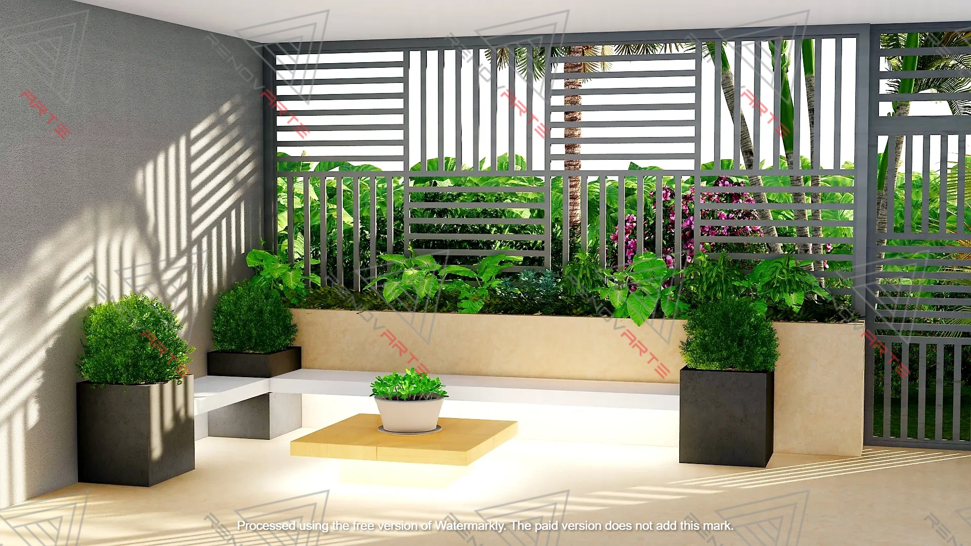 Recepción de hotel renderizada